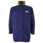 Tommy Hilfiger - Blue Embroidered Zip-Up Jacket 1990s Small