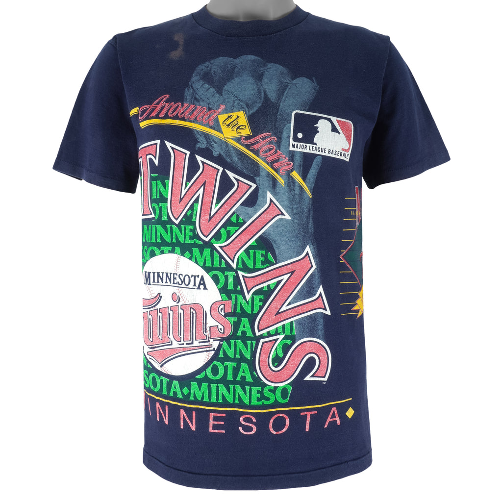 MLB (Salem) - Minnesota Twins Around The Horn T-Shirt 1990s Small Vintage Retro Baseball