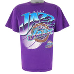 NBA (Truefan) - Purple Utah Jazz T-Shirt 1990s Large Vintage Retro Basketball