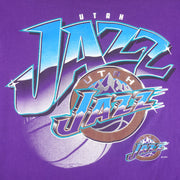 NBA (Truefan) - Purple Utah Jazz T-Shirt 1990s Large Vintage Retro Basketball