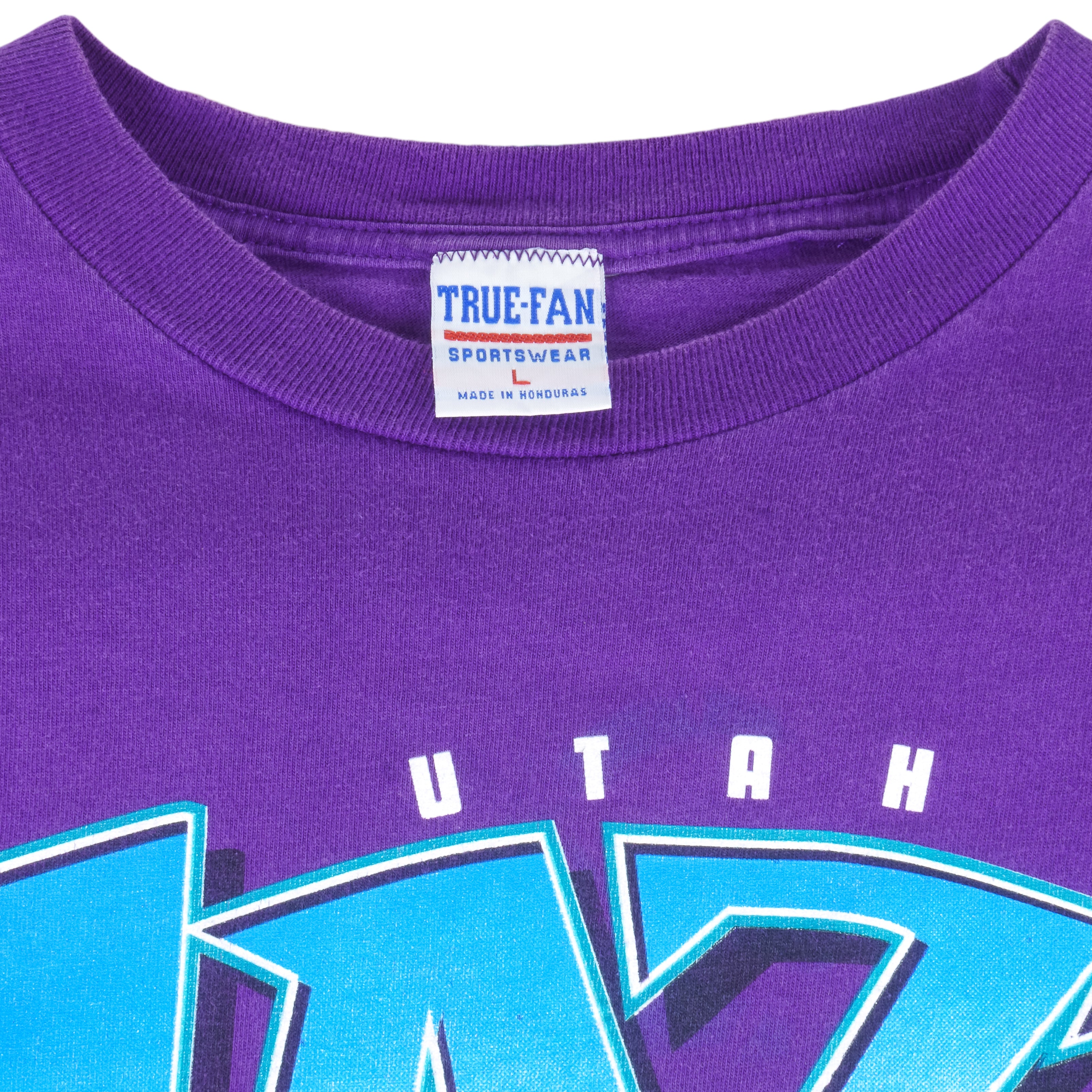 NBA (Truefan) - Purple Utah Jazz T-Shirt 1990s Large Vintage Retro Basketball
