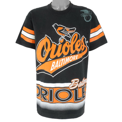 Men's Baltimore Orioles Stitches Black/Orange V-Neck Mesh Jersey T