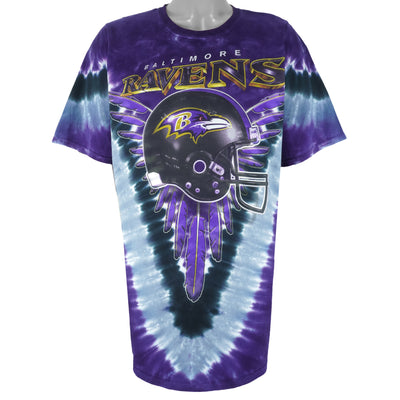 NFL - Baltimore Ravens Helmet Tie Dye Purple T-Shirt 2000s X-Large