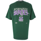 NBA (Competitor) - Green Milwaukee Bucks Single Stitch T-Shirt 1990s X-Large Vintage Retro Basketball