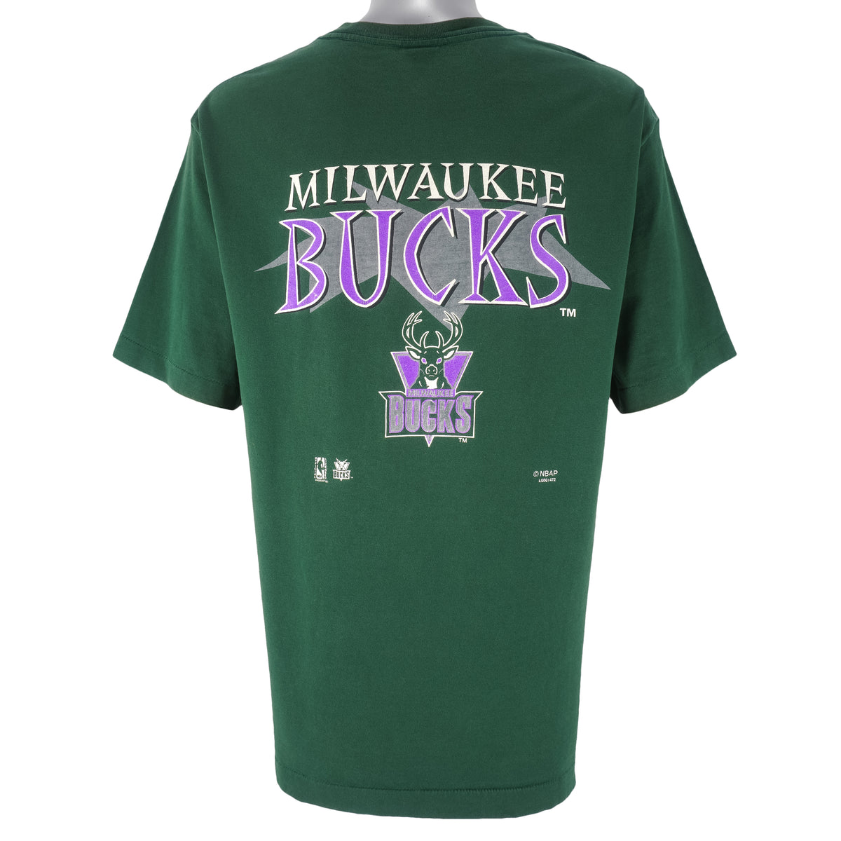 NBA (Competitor) - Green Milwaukee Bucks Single Stitch T-Shirt 1990s X-Large Vintage Retro Basketball