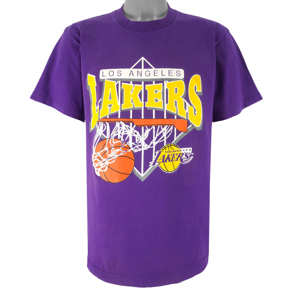 NBA (Locker Line) - Los Angeles Lakers Single Stitch T-Shirt 1990s Large Vintage Retro Basketball