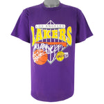 NBA (Locker Line) - Los Angeles Lakers Single Stitch T-Shirt 1990s Large Vintage Retro Basketball