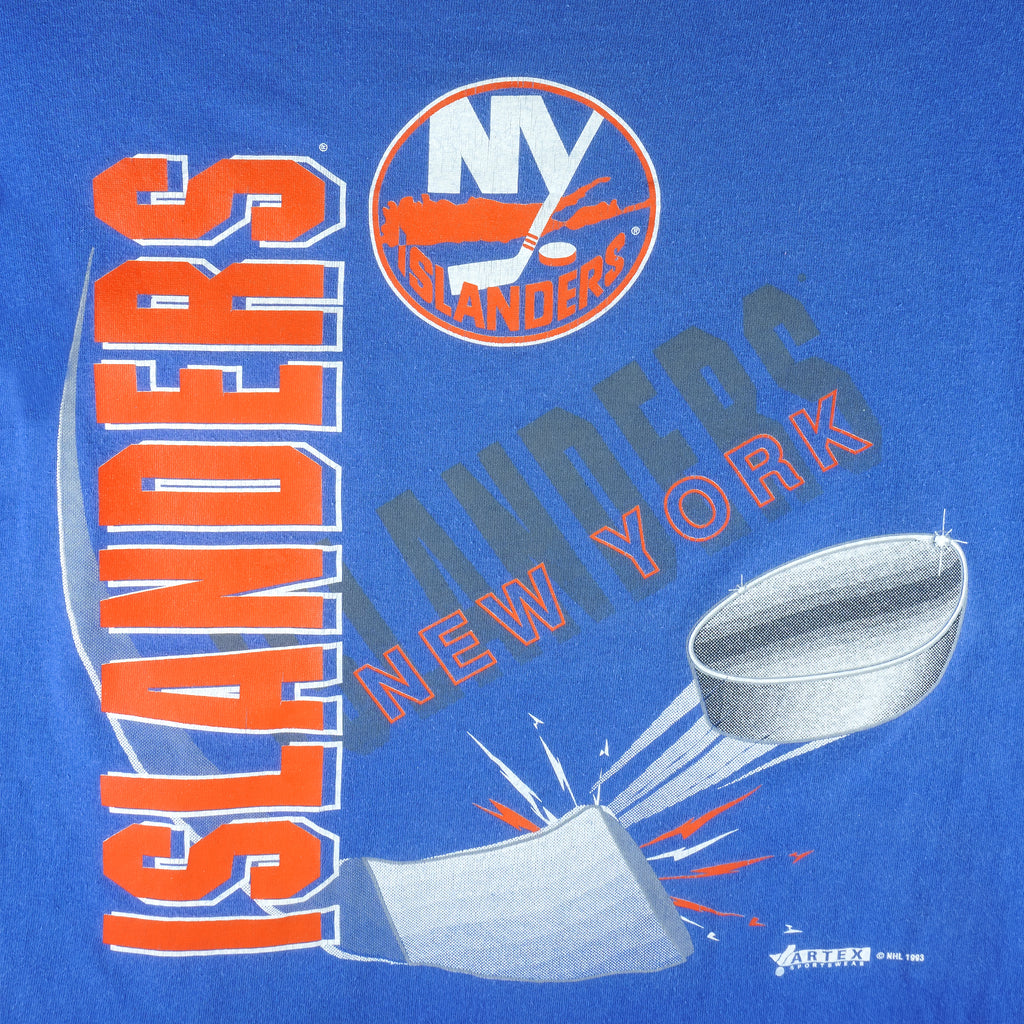 NHL (Artex) - New York Islanders Single Stitch T-Shirt 1993 Large Vintage Retro Hockey