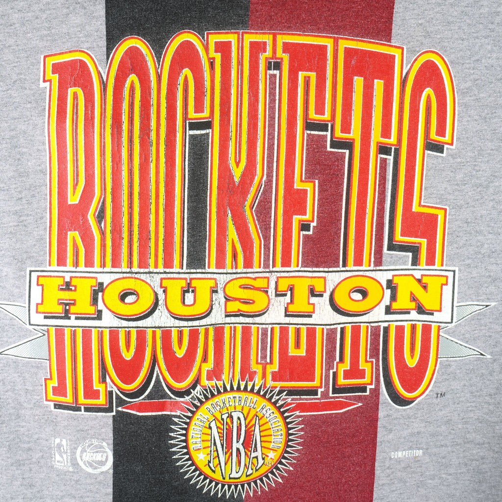 NBA (Competitor) - Houston Rockets Tricolor T-Shirt 1990s X-Large Vintage Retro Basketball