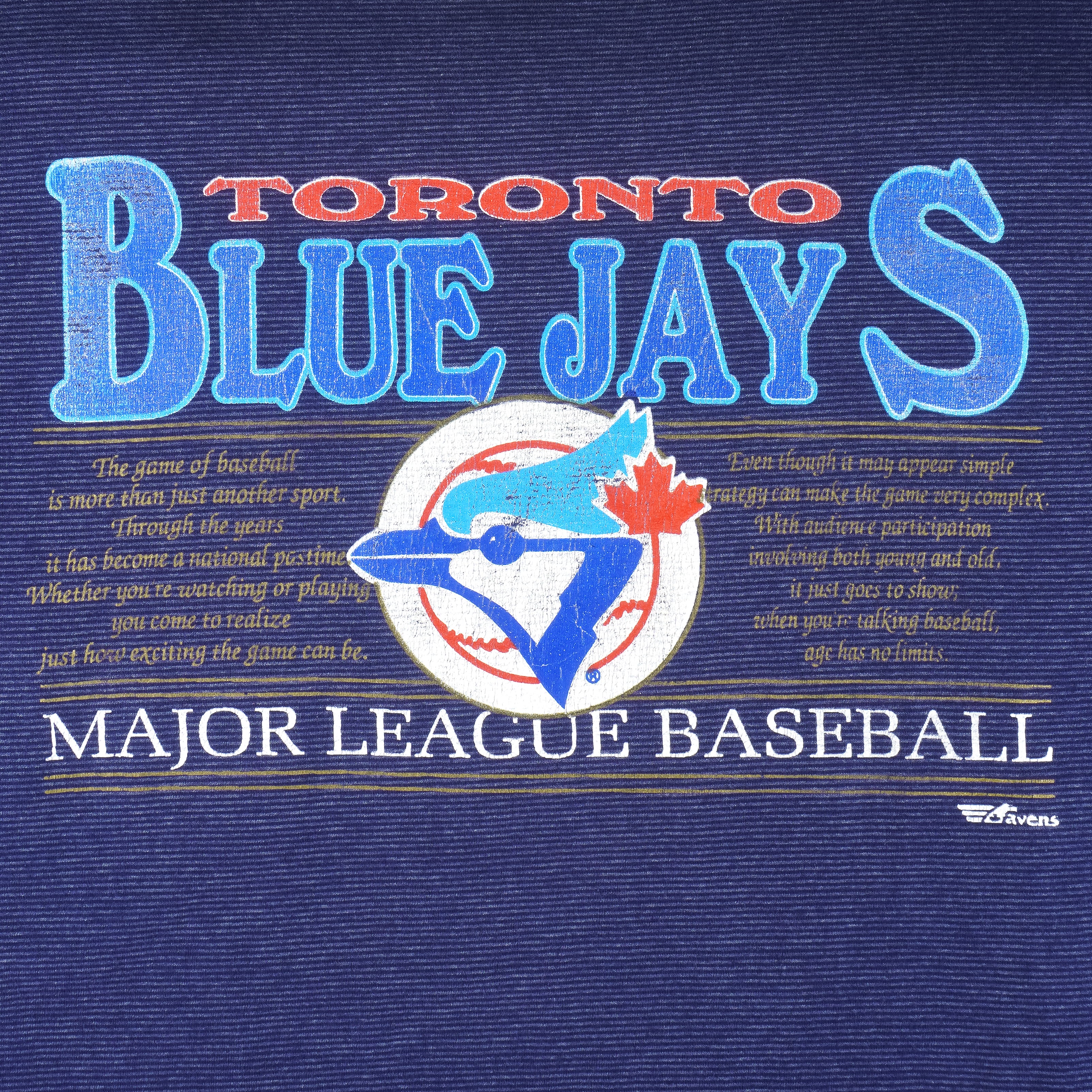 MLB (Ravens Athletic) - Toronto Blue Jays The Game Of Baseball T-Shirt 1990s Large Vintage Retro