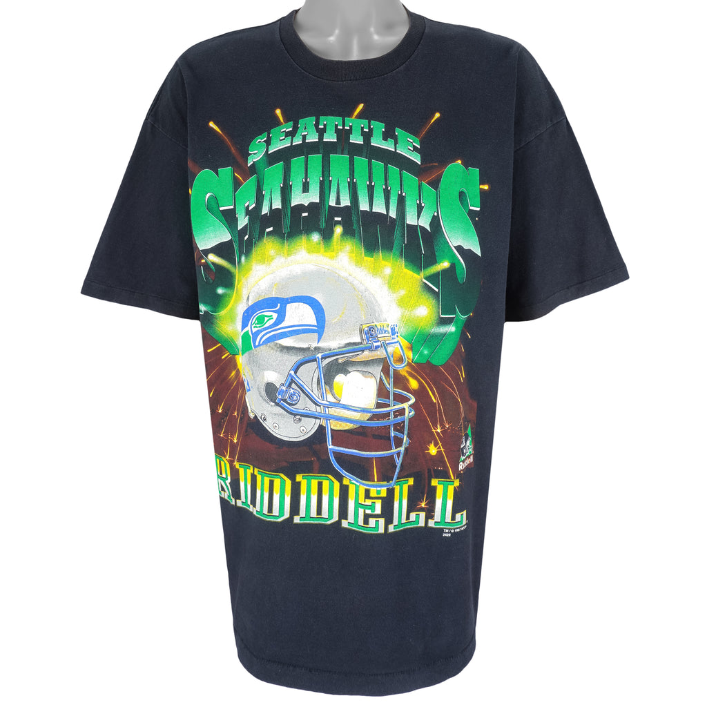 NFL (Riddell) - Seattle Seahawks Helmet T-Shirt 1997 X-Large Vintage retro football