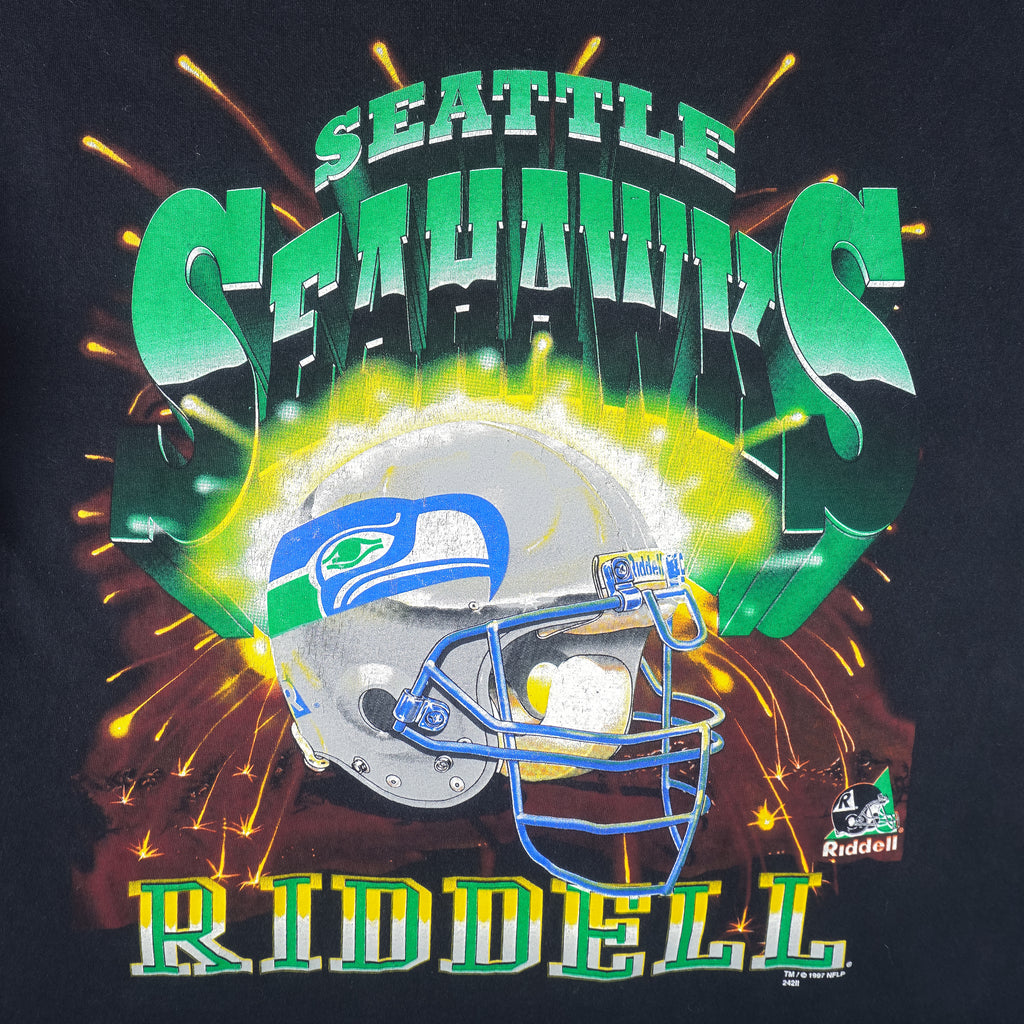 NFL (Riddell) - Seattle Seahawks Helmet T-Shirt 1997 X-Large Vintage retro football