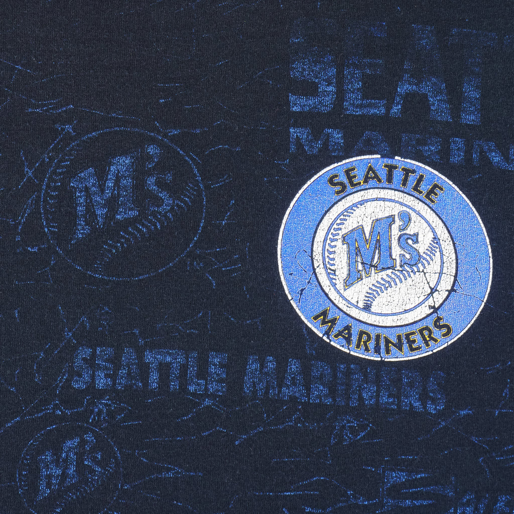 MLB (Salem) - Seattle Mariners All Over Print T-Shirt 1990s X-Large Vintage Retro Baseball