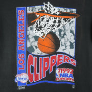NBA (Salem) - Los Angeles Clippers Spell-Out T-Shirt 1992 Large Vintage Retro Basketball