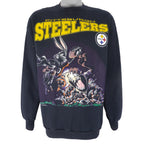 NFL (Sun) - Pittsburgh Steelers X Looney Tunes Crew Neck Sweatshirt 1994 X-Large Vintage Retro Football