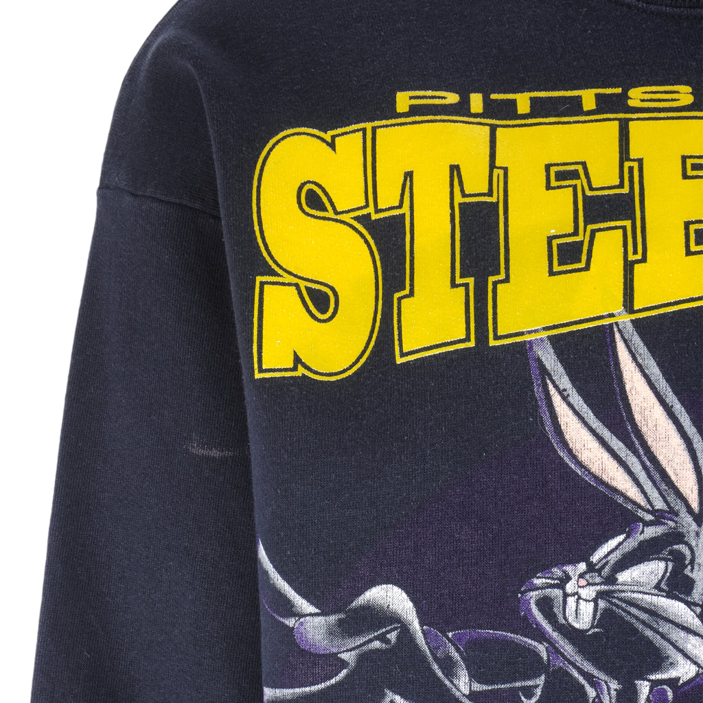 NFL (Sun) - Pittsburgh Steelers X Looney Tunes Crew Neck Sweatshirt 1994 X-Large Vintage Retro Football