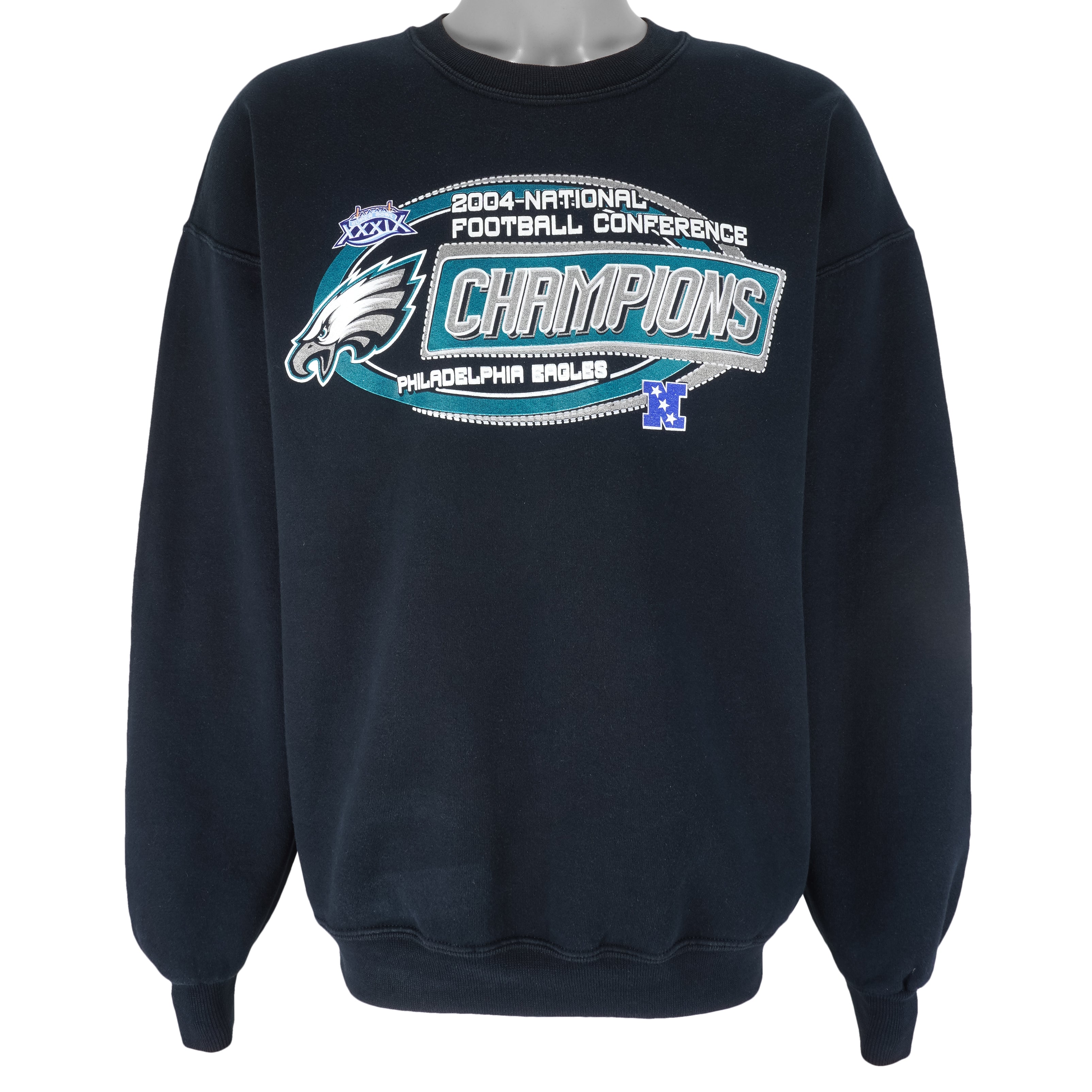 NFL (Jerzees) - Philadelphia Eagles Crew Neck Sweatshirt 2004 X-Large Vintage Retro Football