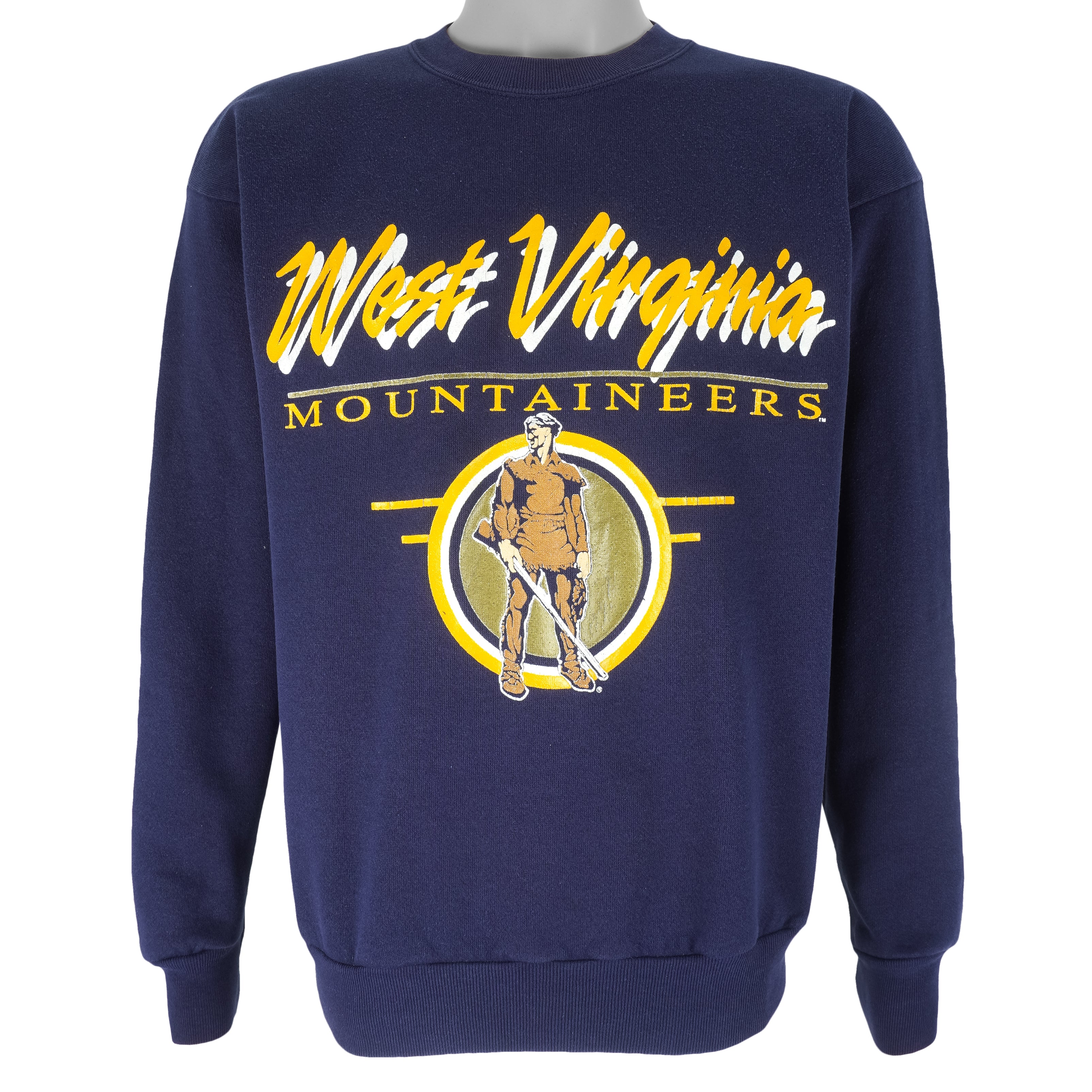 NCAA (TNT) - West Virginia Mountaineers Crew Neck Sweatshirt 1990s Large Vintage Retro Football College