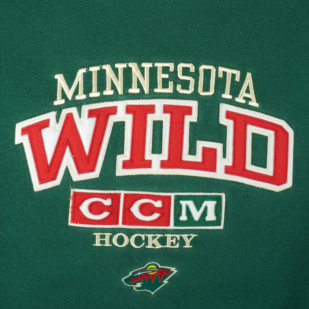 NHL (CCM) - Minnesota Wild Embroidered Sweatshirt 1990s X-Large Vintage Retro Hockey