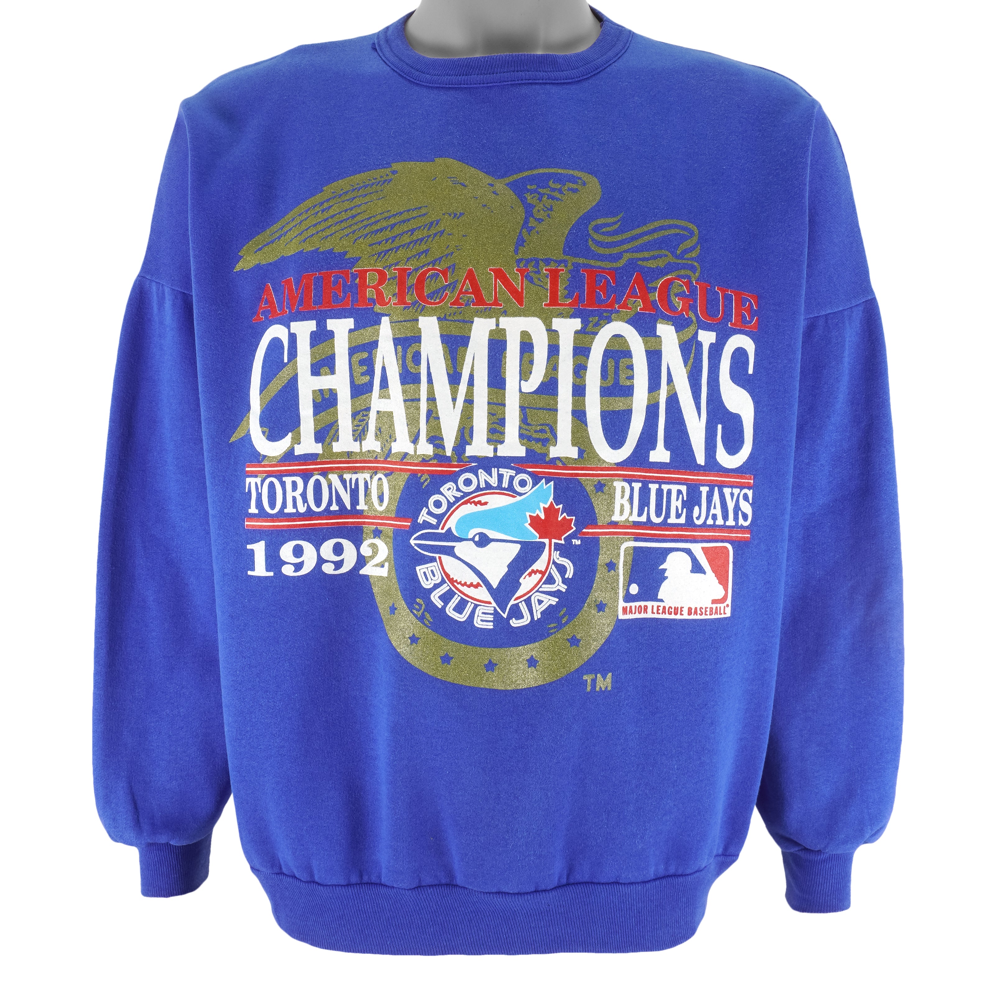 MLB (Revens) - Toronto Blue Jays Crew Neck Sweatshirt 1992 Large Vintage Retro Baseball