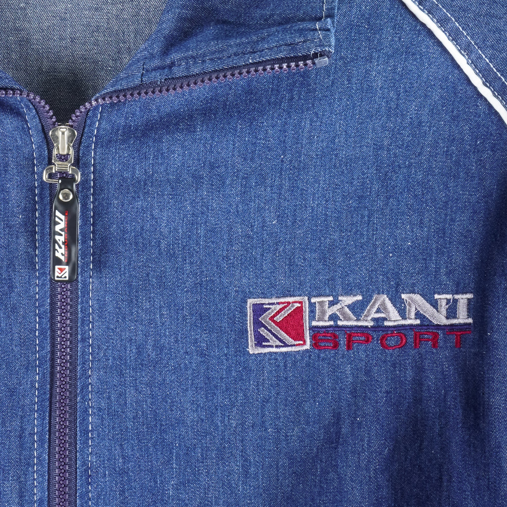 Karl Kani - Sport Embroidered Blue Denim Jacket 1990s X-Large Vintage Retro