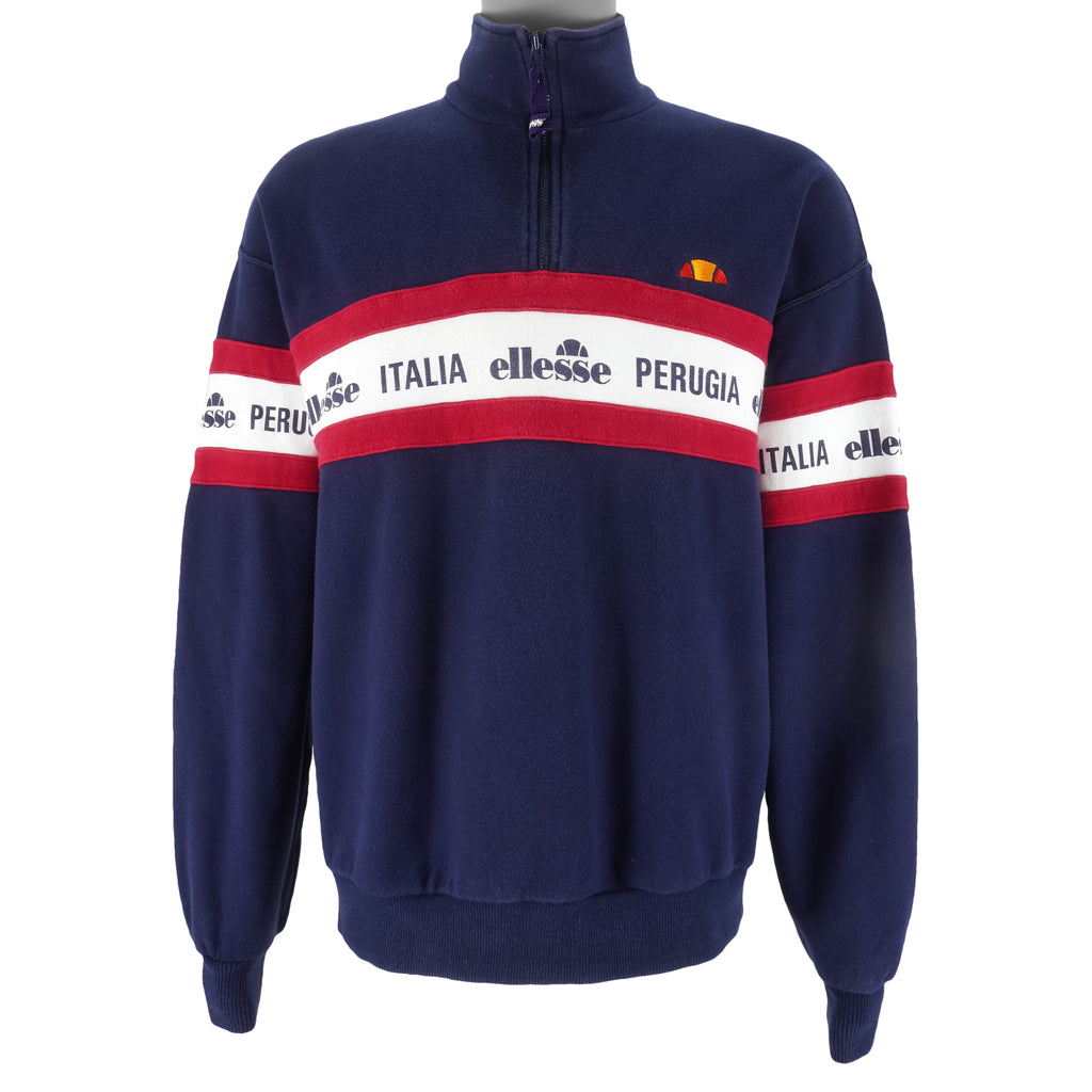 Ellesse - Italia Perugia 1/4 Zip Sweatshirt 1990s Medium Vintage Retro