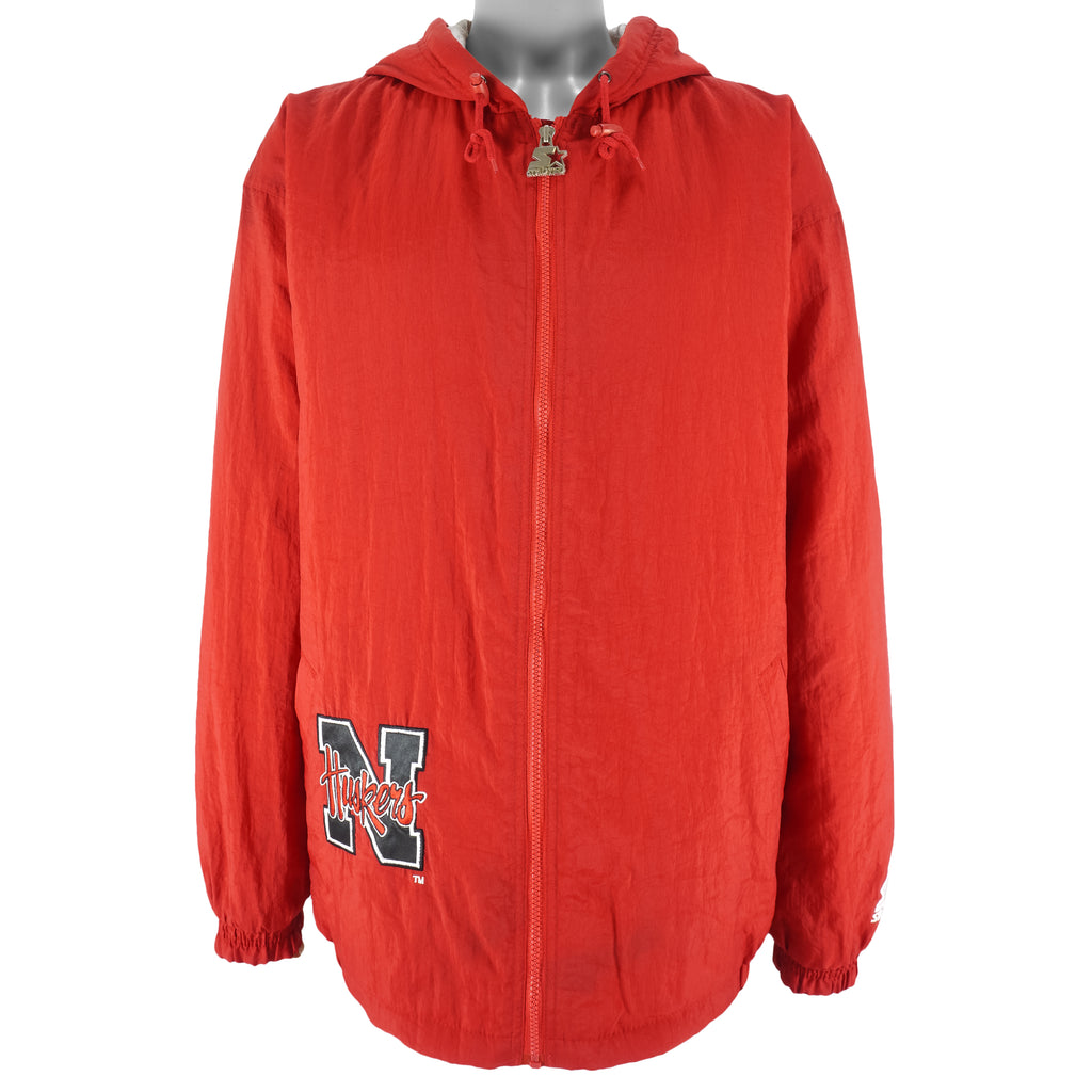 Starter - Red Nebraska Huskers Zip-Up Jacket 1990s X-Large Vintage Retro Football College