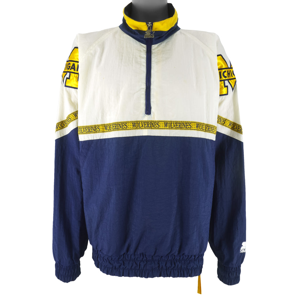 Starter - Michigan Wolverines Pullover Windbreaker 1990s X-Large Vintage Retro Football College