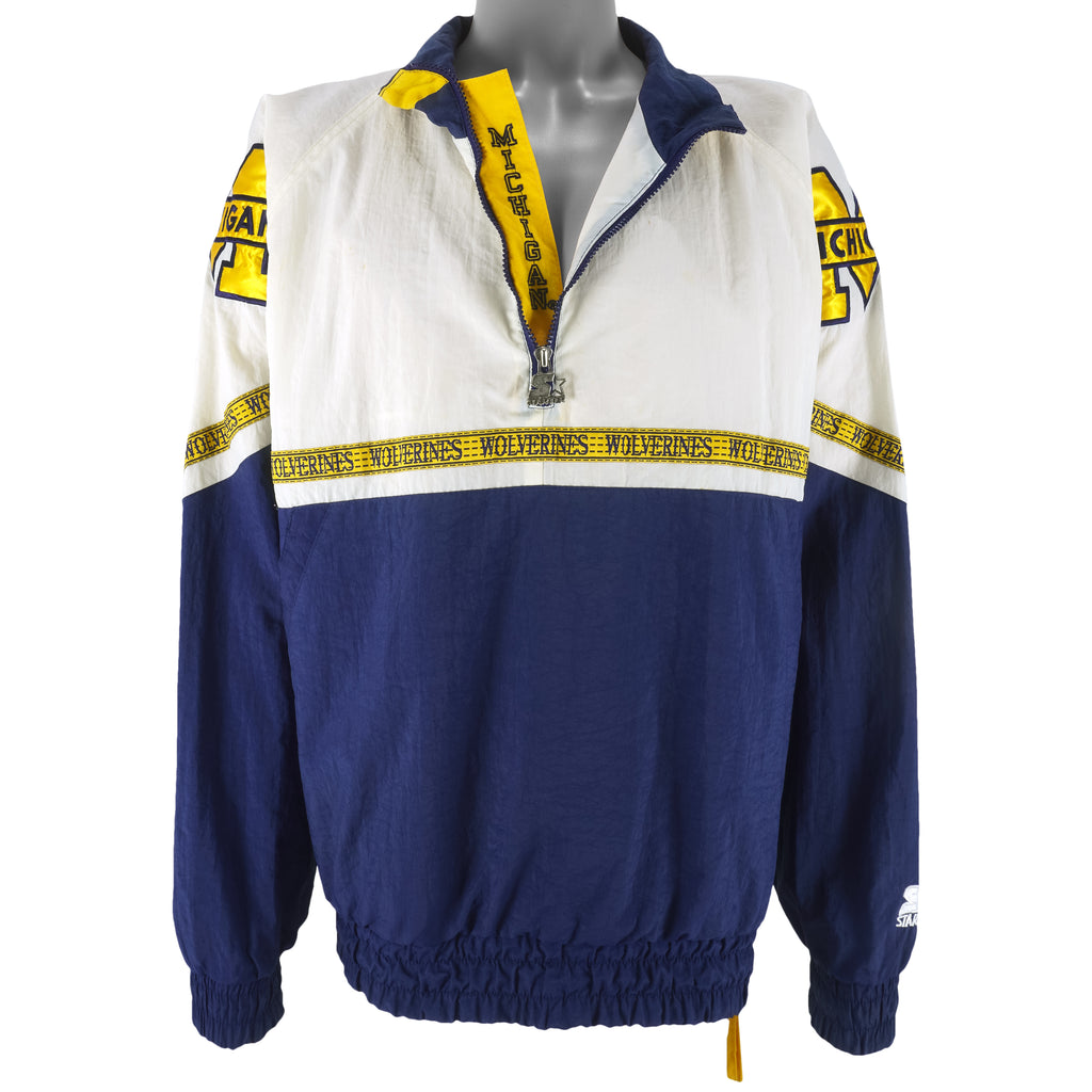 Starter - Michigan Wolverines Pullover Windbreaker 1990s X-Large Vintage Retro Football College