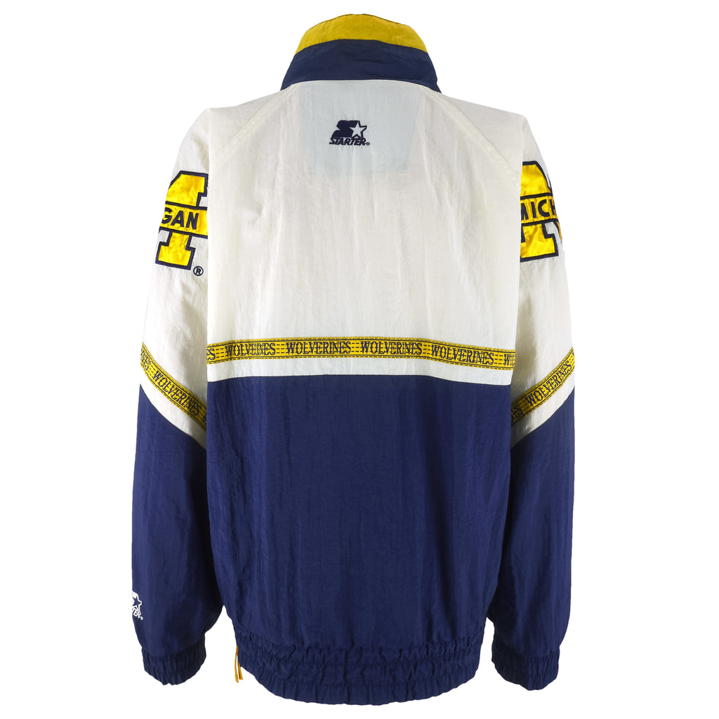 Starter - Michigan Wolverines Pullover Windbreaker 1990s X-Large Vintage Retro Football College