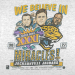 NFL (Oneita) - Jacksonville Jaguars VS Broncos We Believe In Miracles T-Shirt 1996 Large Vintage Retro Football