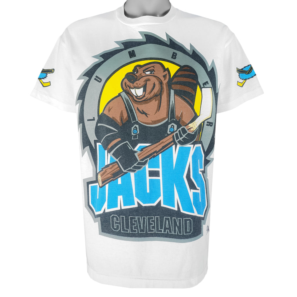 NHL (Delta) - Cleveland Lumberjacks Single Stitch T-Shirt 1990s Large Vintage Retro Hockey