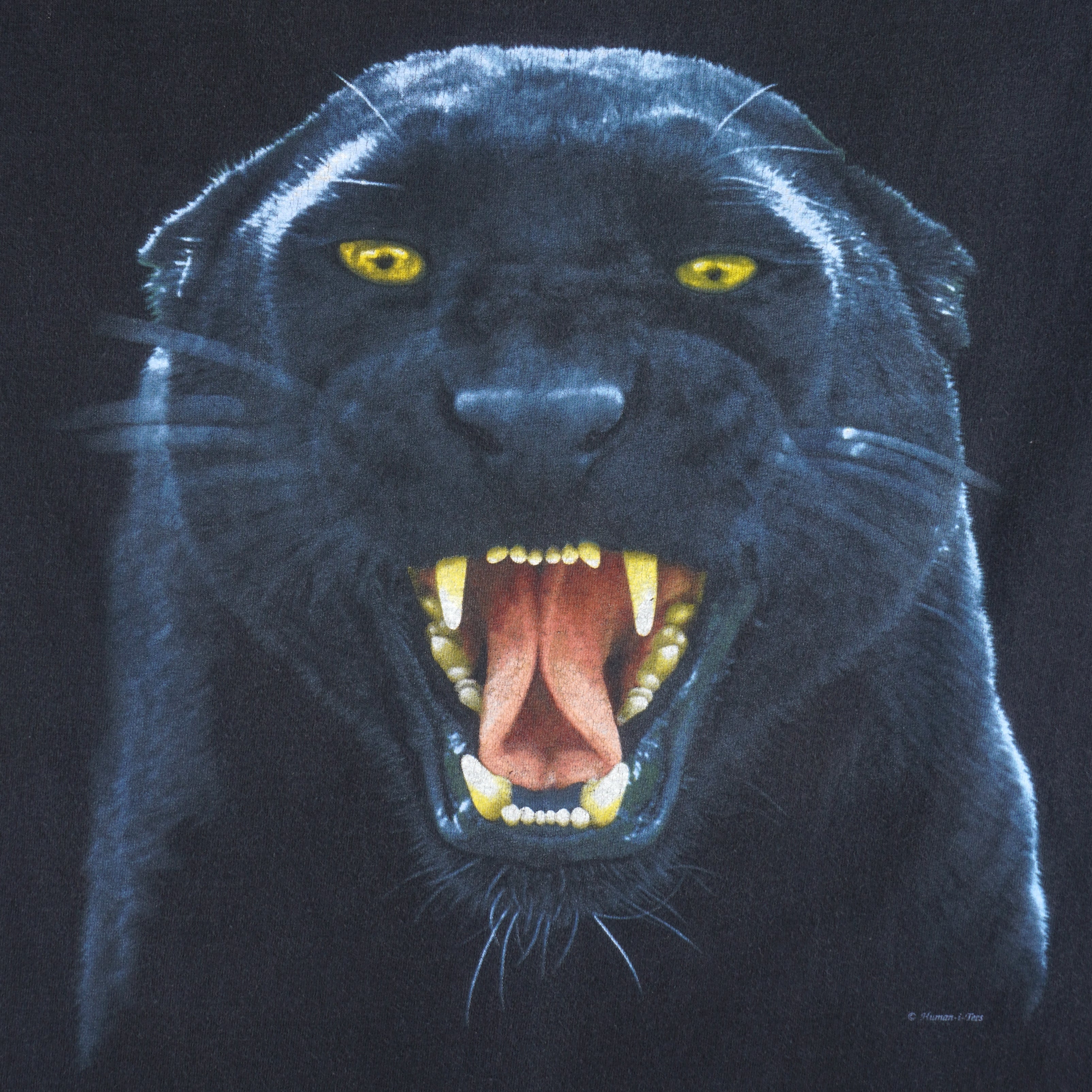 Vintage (AAA) - Black Panther Animal Print T-Shirt 1990s Medium Vintage Retro
