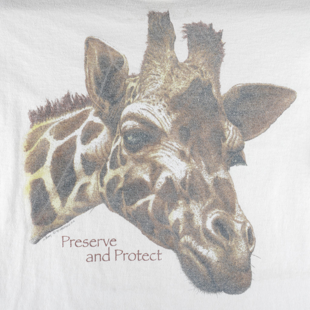 Vintage (Belton) - Giraffe Preserve And Protect T-Shirt 1990s Large Vintage Retro
