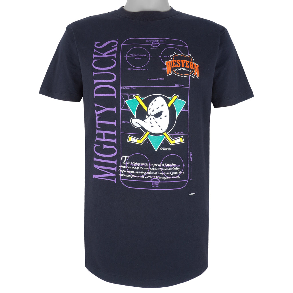 NHL (Home Team) - Anaheim Mighty Ducks Ice Rink Western Conference T-Shirt 1990s Large vintage Retro Hockey