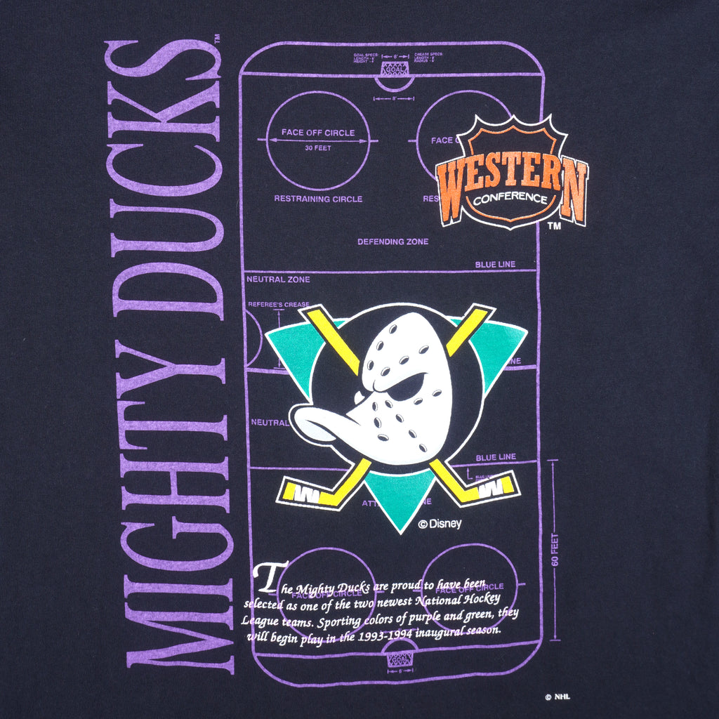 NHL (Home Team) - Anaheim Mighty Ducks Ice Rink Western Conference T-Shirt 1990s Large vintage Retro Hockey