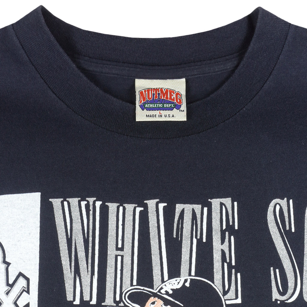 MLB (Nutmeg) - Chicago White Sox By Jack Davis Single Stitch T-Shirt 1992 Large Vintage Retro Baseball