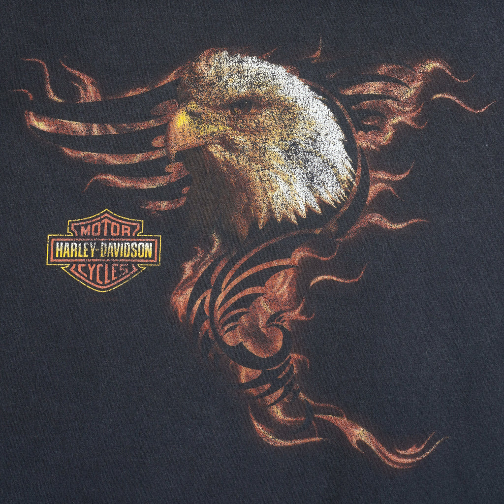 Harley Davidson - Cajun H-D Lafayette Louisiana Eagle Print T-Shirt 2000 Large Vintage Retro