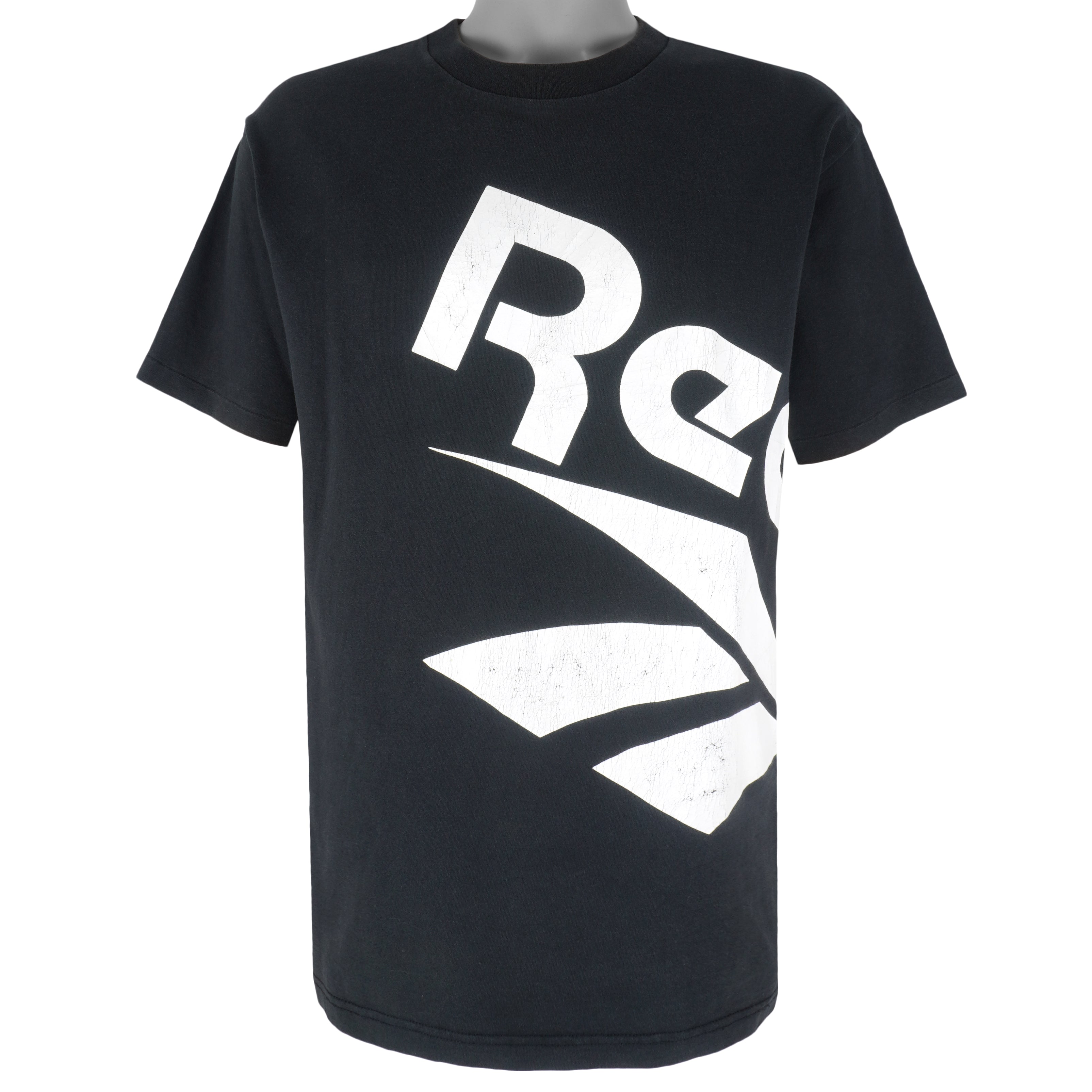 Reebok - Black Big Spell-Out T-Shirt 1990s Large Vintage Retro