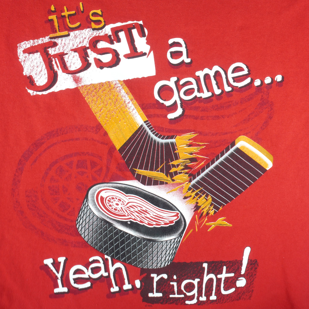 NHL (League Leader) - Detroit Red Wings It's Just A Game T-shirt 1990s Large Vintage Retro Hockey
