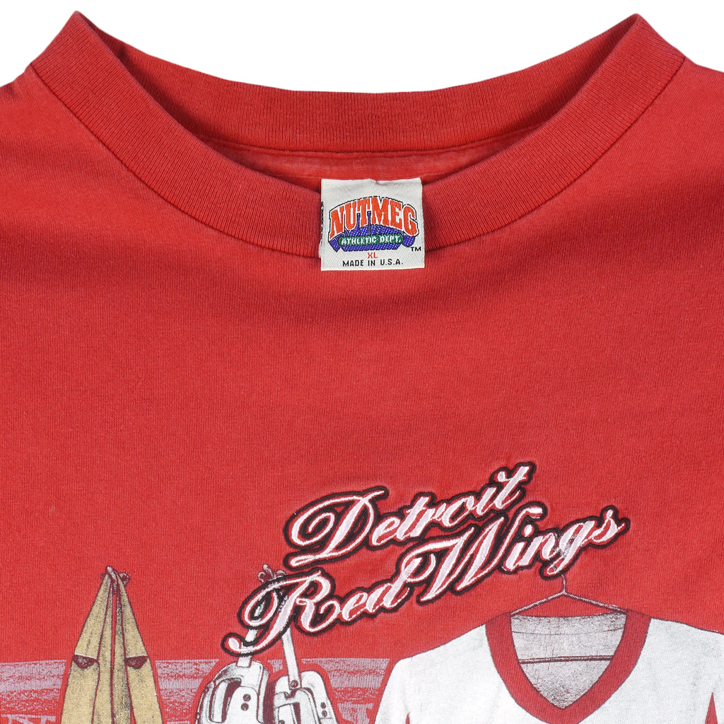 NHL (Nutmeg) - Detroit Red Wings Locker Room Single Stitch T-Shirt 1990s X-Large Vintage Retro Hockey