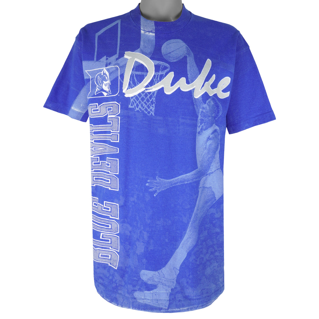 NCAA - Duke University Blue Devils All Over Print T-Shirt 1990s X-Large Vintage Retro Basketball College