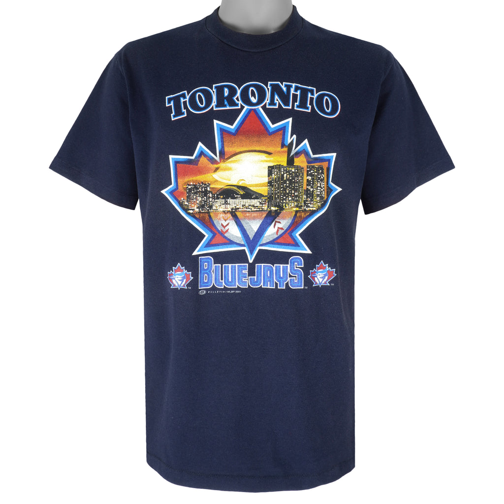 MLB (Bulletin Athletic) - Toronto Blue Jays Skyline Maple Leaf T-Shirt 2001 Large