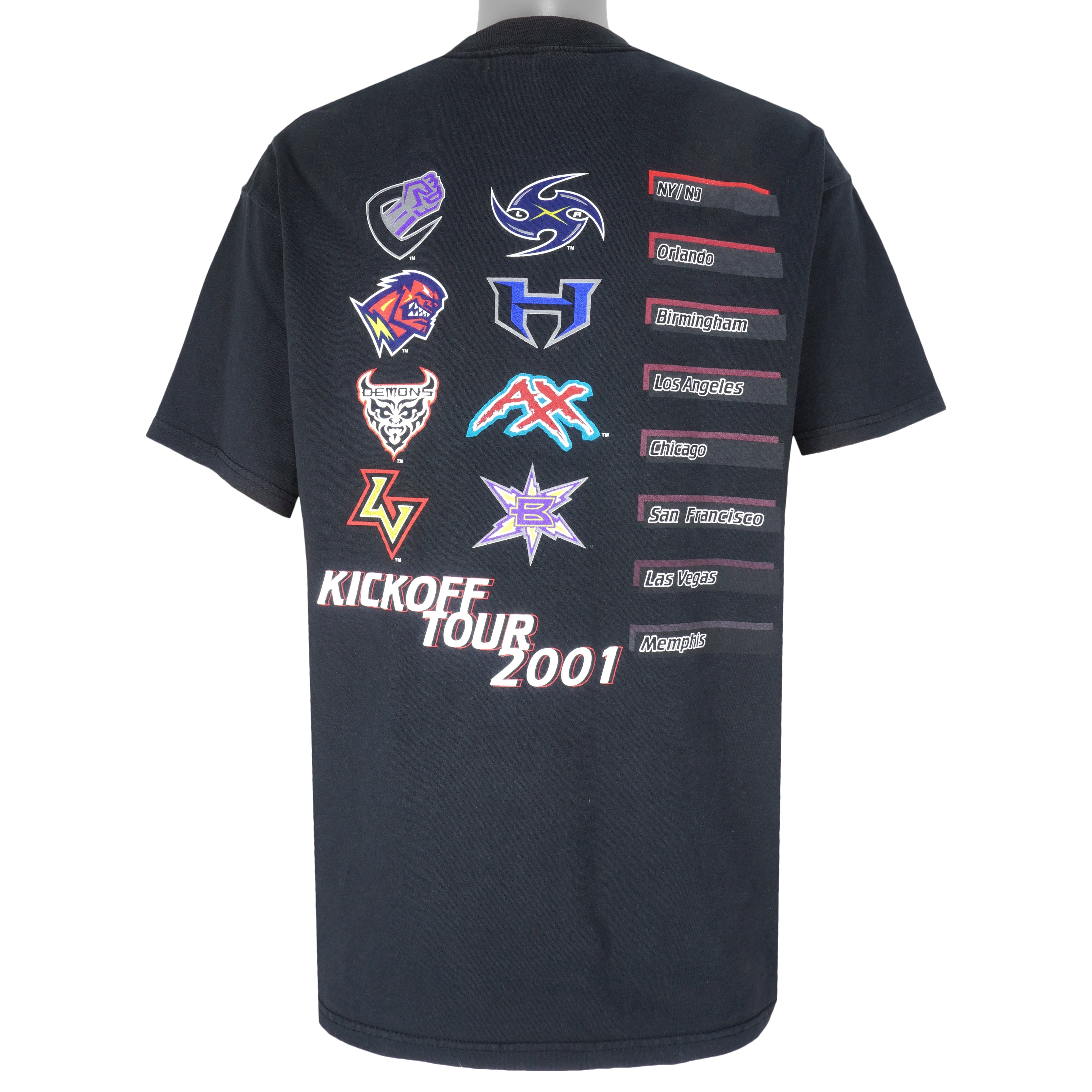 Vintage (Jerzees) - XFL Kickoff Tour Football T-Shirt 2001 Large