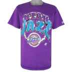 NBA (Logo 7) - Utah Jazz Spell-Out T-Shirt 1990s Large Vintage Retro Basketball