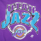NBA (Logo 7) - Utah Jazz Spell-Out T-Shirt 1990s Large Vintage Retro Basketball