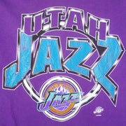NBA (Logo 7) - Utah Jazz Spell-Out T-Shirt 1990s Large Vintage Retro Basketball