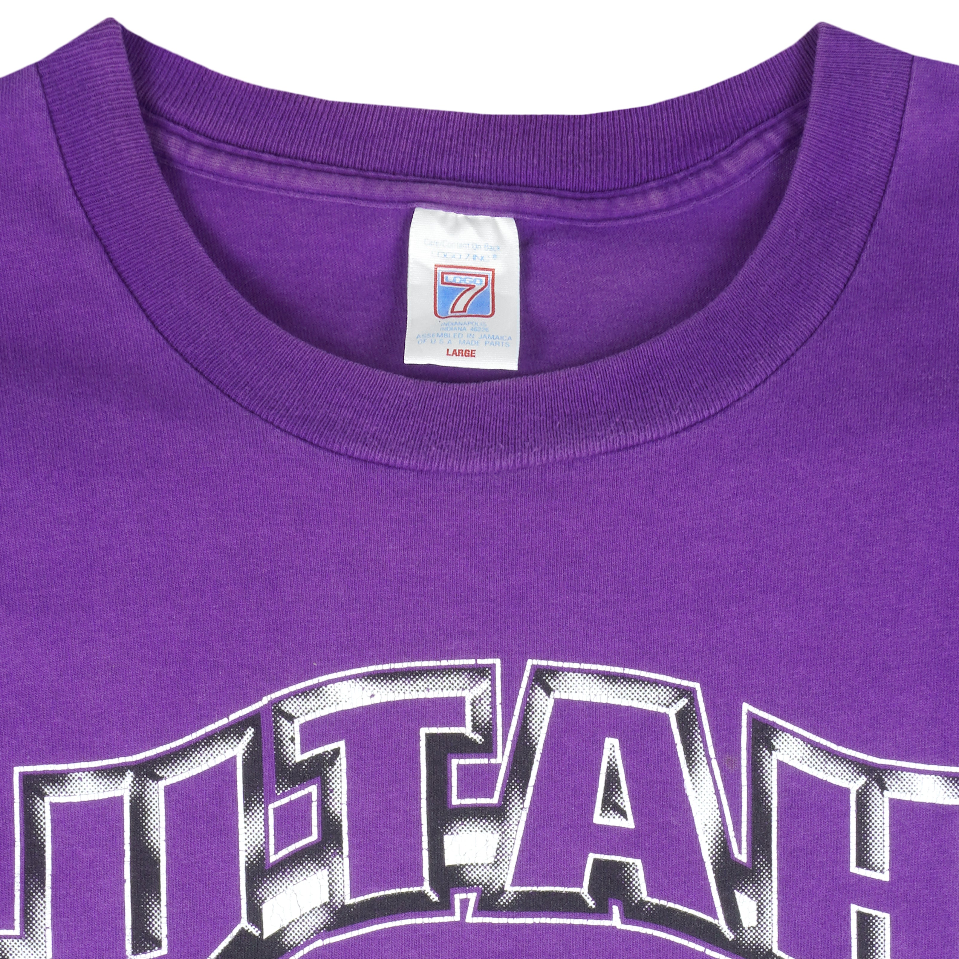 NBA (Logo 7) - Utah Jazz Spell-Out T-Shirt 1990s Large Vintage Retro Basketball