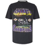 NFL (True Fan) - Baltimore Ravens Super Bowl Spell-Out T-Shirt 2001 Large Vintage Retro Football