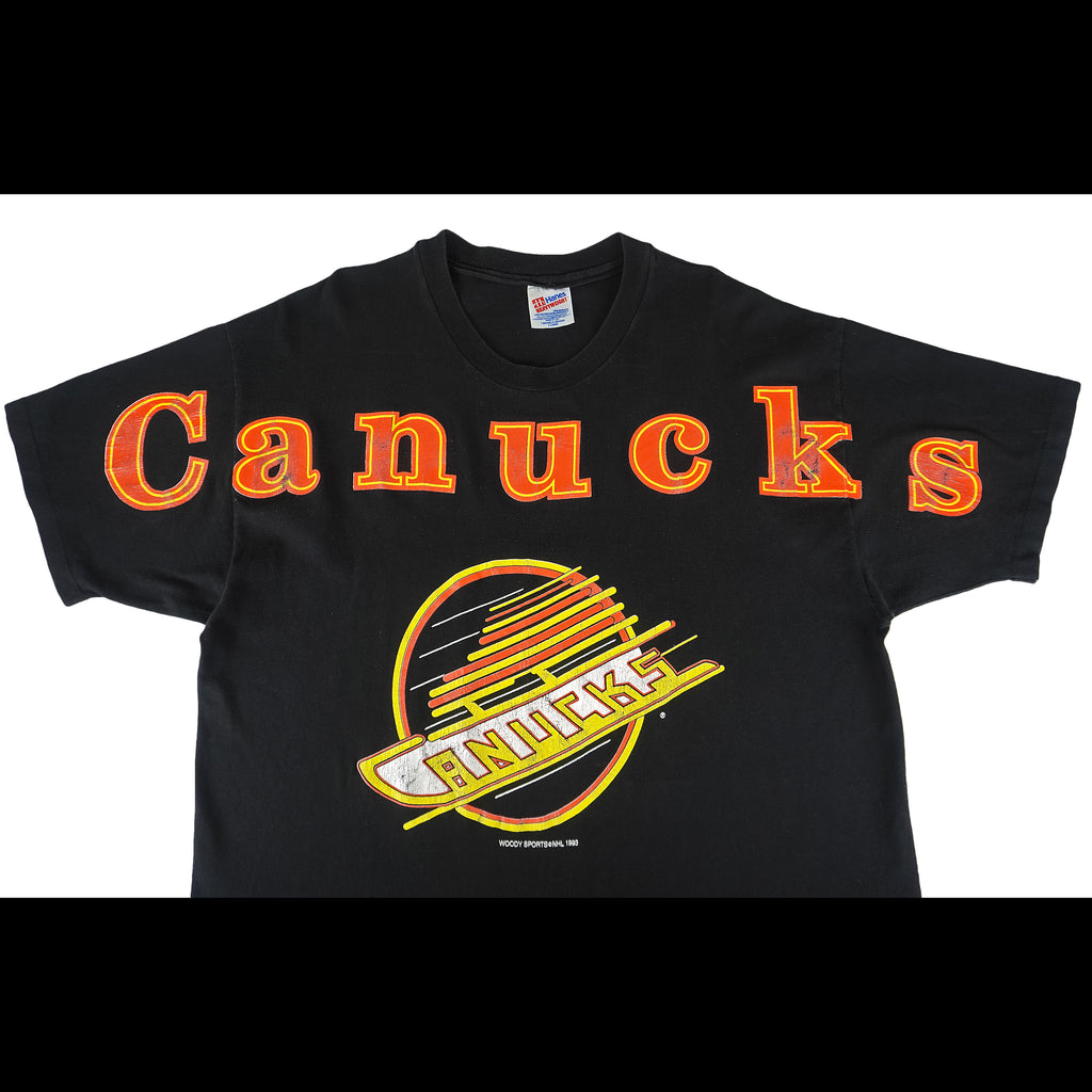 NHL (Hanes) - Vancouver Canucks Big Logo T-Shirt 1993 X-Large Vintage Retro Hockey